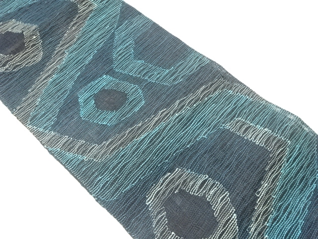 JAPANESE NAGOYA OBI FOR SUMMER / TSUMUGI / WOVEN GEOMETRIC